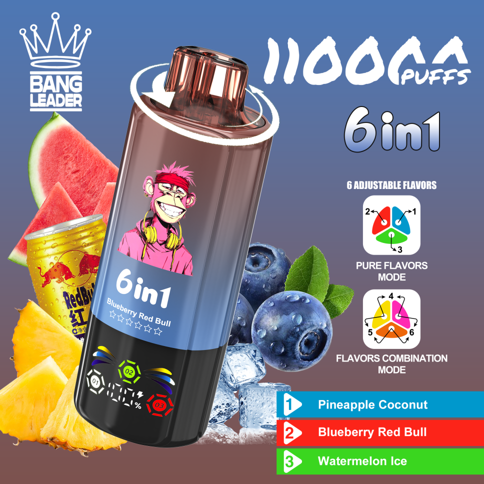Bang Leader 110K Puffs 6-in-1 Prefilled Vape Device - 6 Flavours, Rechargeable, 850mAh