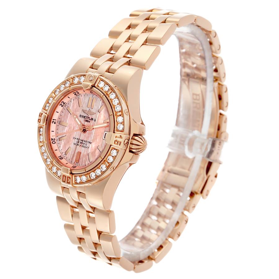 Breitling Starliner Yellow Gold Mother of Pearl Diamond Ladies Watch H71340