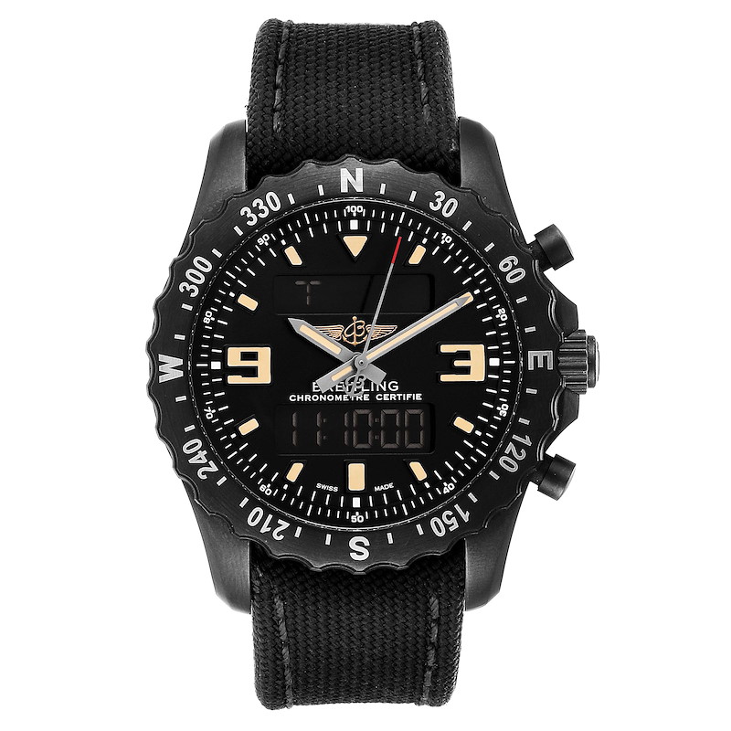 Breitling Chronospace Military GMT Alarm Blacksteel Mens Watch M78366