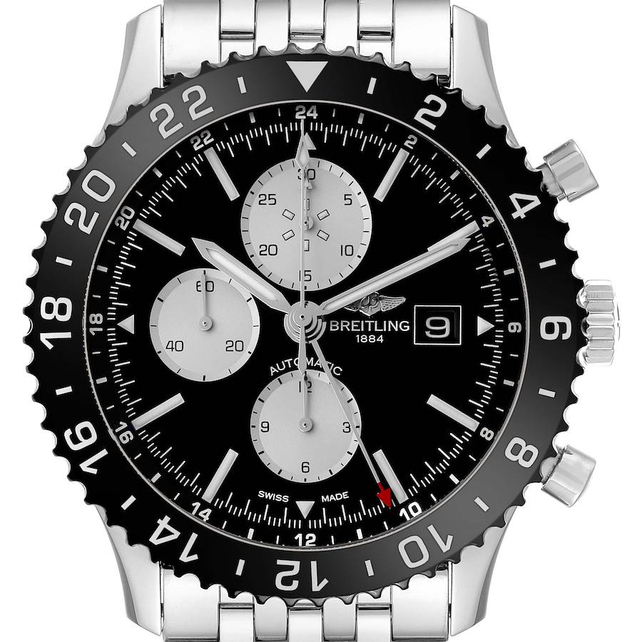 Breitling Chronoliner Black Dial Steel Mens Watch Y24310