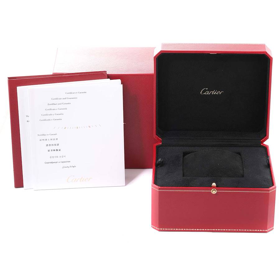 Cartier Tank Louis White Gold Diamond Pink Strap Ladies Watch WJTA0011