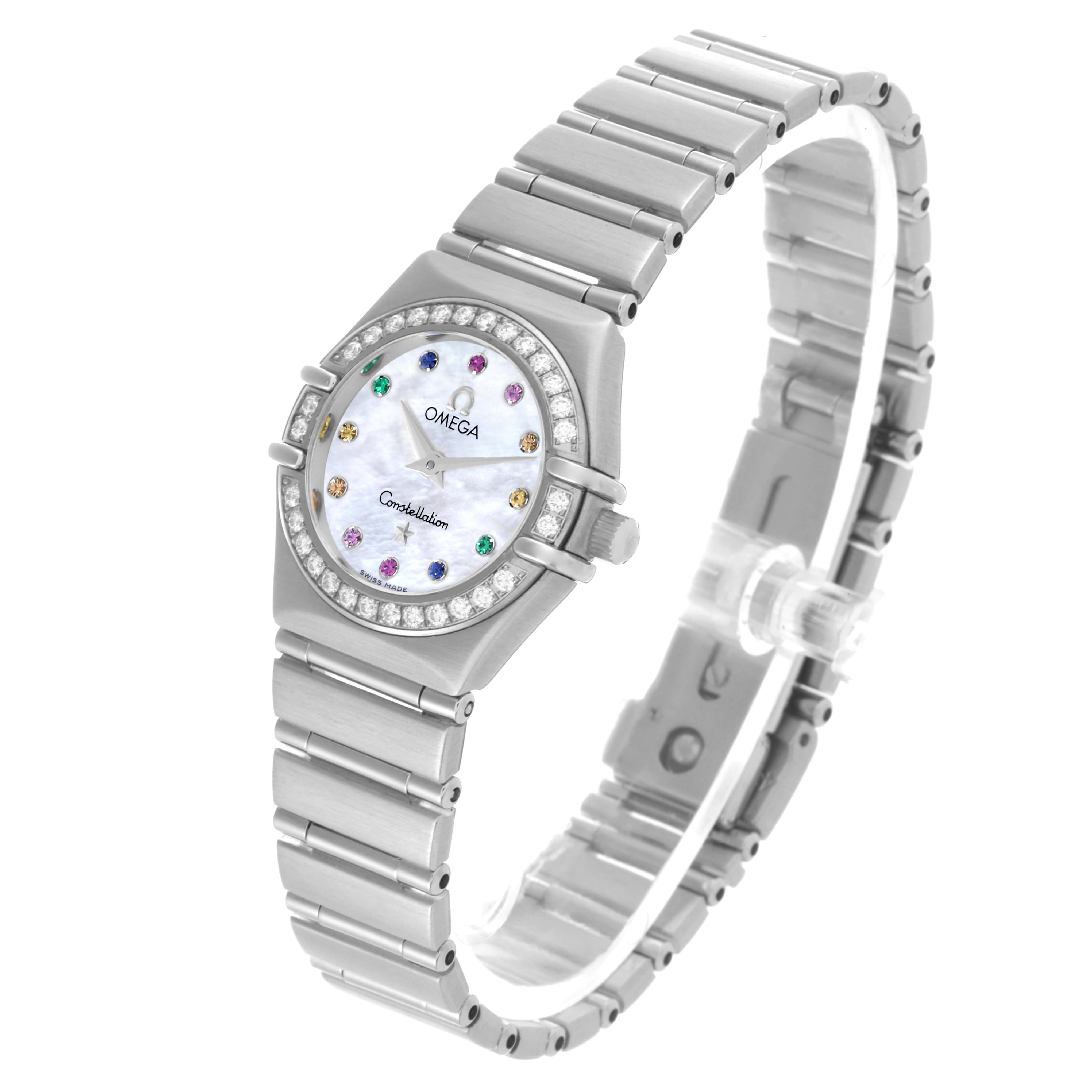 Omega Constellation Iris Steel Multi Stone Mother of Pearl Diamond Ladies Watch 22.25 MM 1460.79.00