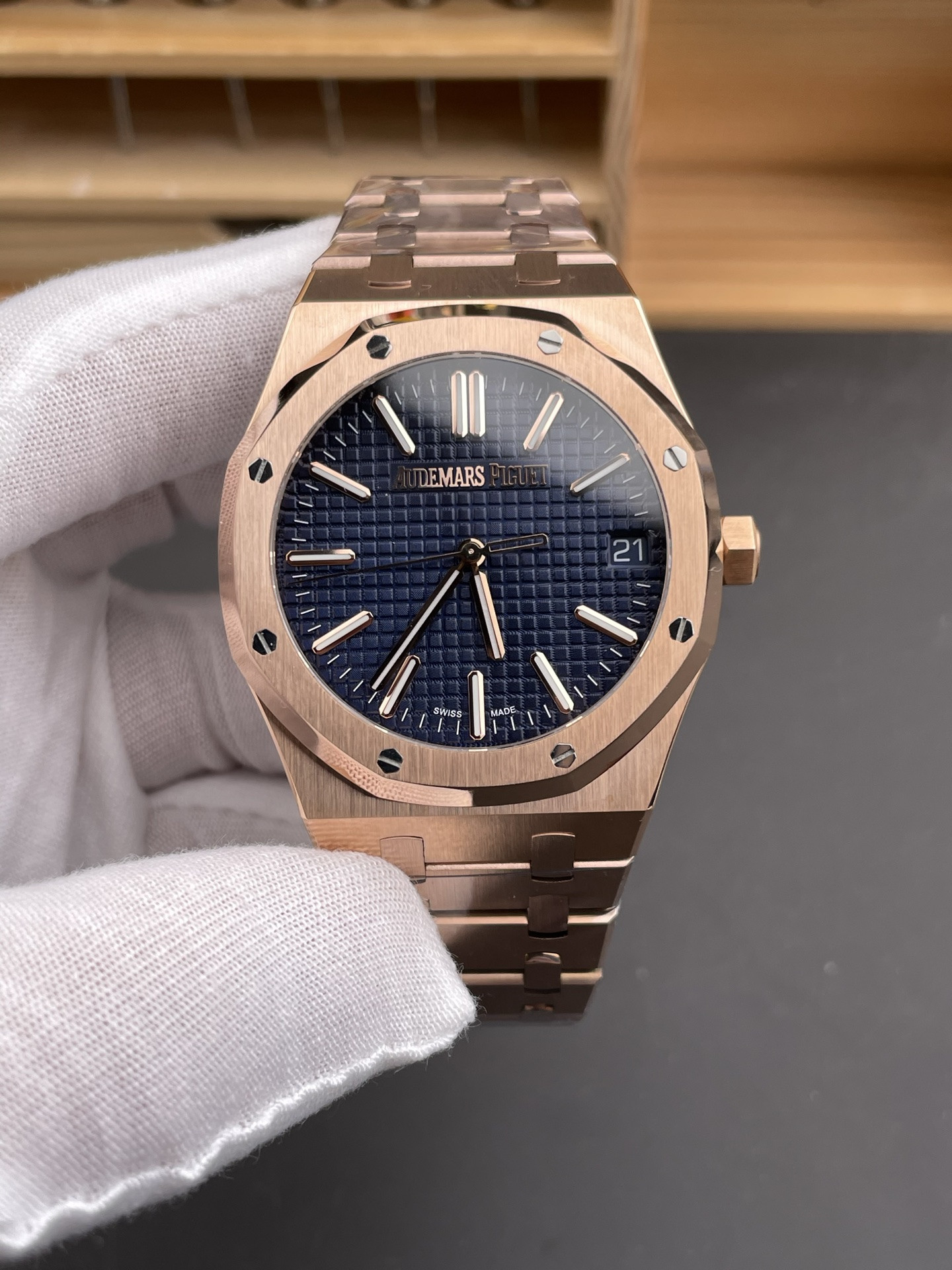 Royal Oak 15510 Rose Gold Blue Dial