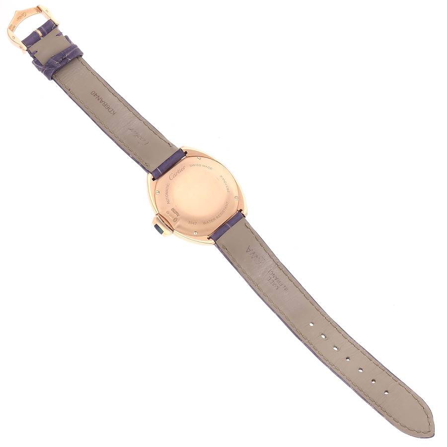 Cartier Cle Rose Gold Diamond Purple Strap Ladies Watch WJCL0031
