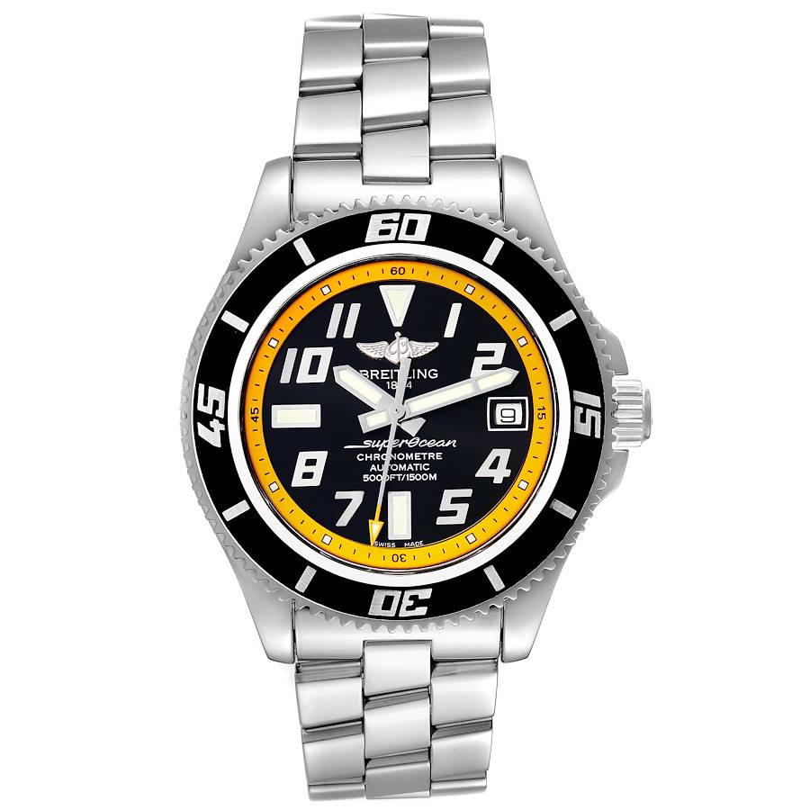 Breitling Superocean 42 Abyss Black Yellow Dial Mens Watch A17364