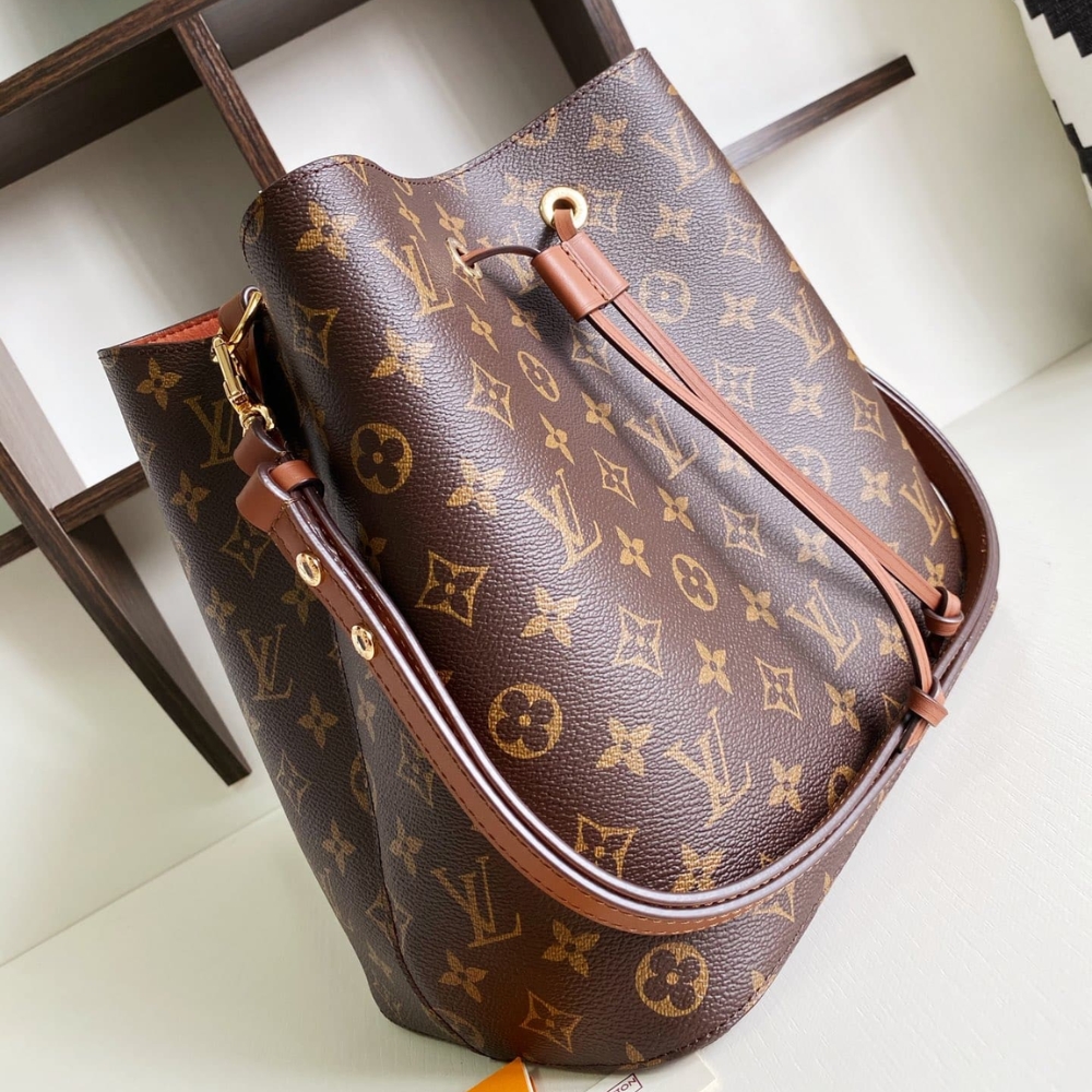 Louis Vuitton Néonoé MM Monogram Canvas Bucket Bag Caramel Brown 26cm M44887