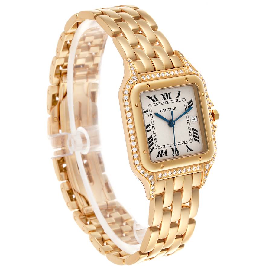 Cartier Panthere Yellow Gold Diamond Mens Watch 883969