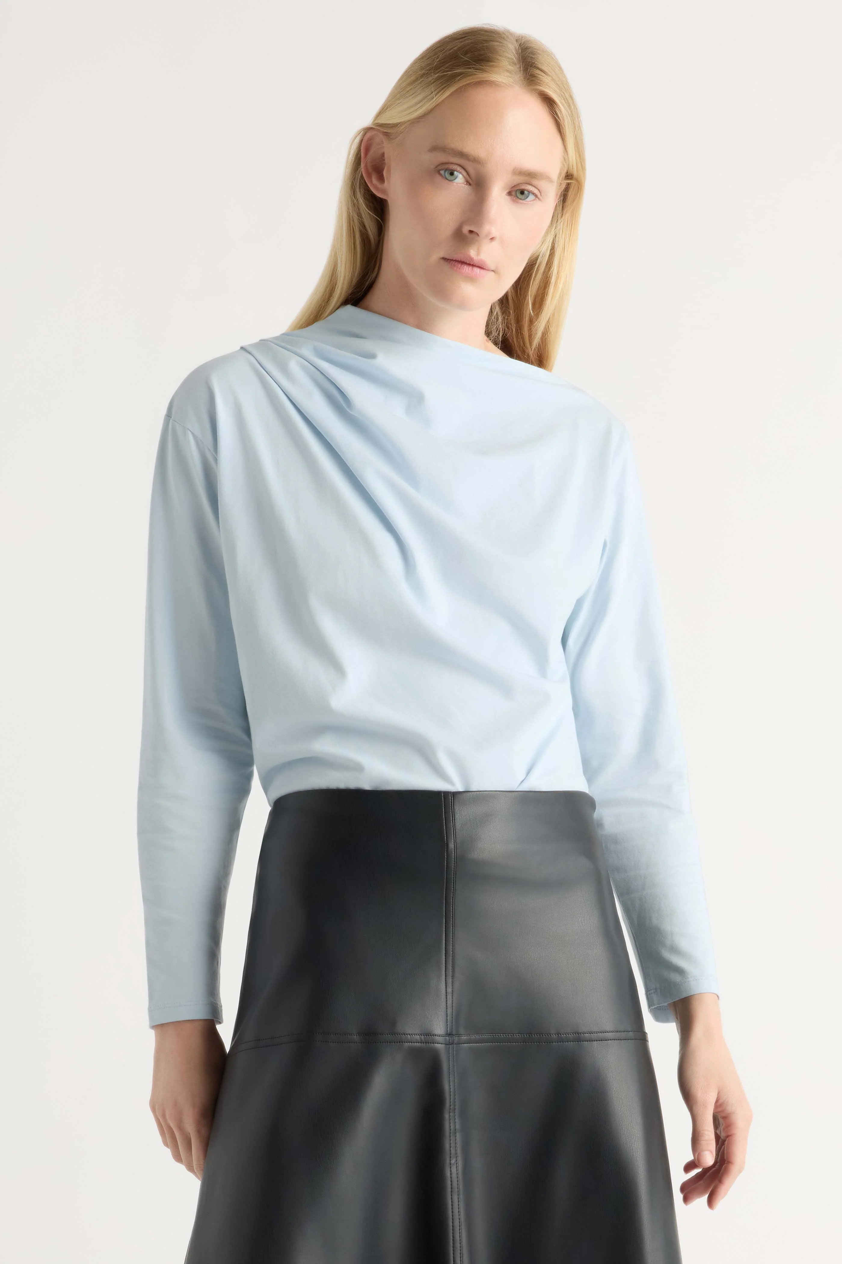 Kenira Asymmetric-Neck Long-Sleeve Tee