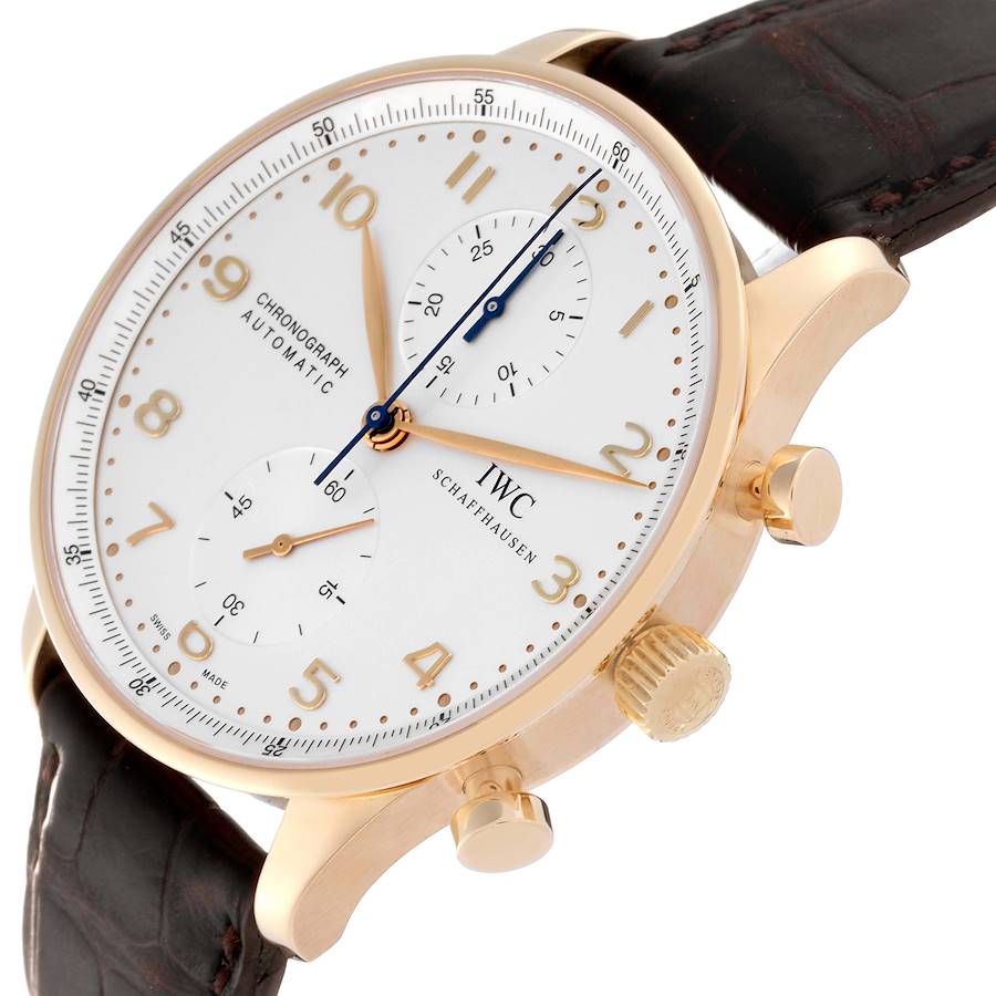 IWC Portuguese Chronograph Rose Gold Silver Dial Mens Watch IW371402