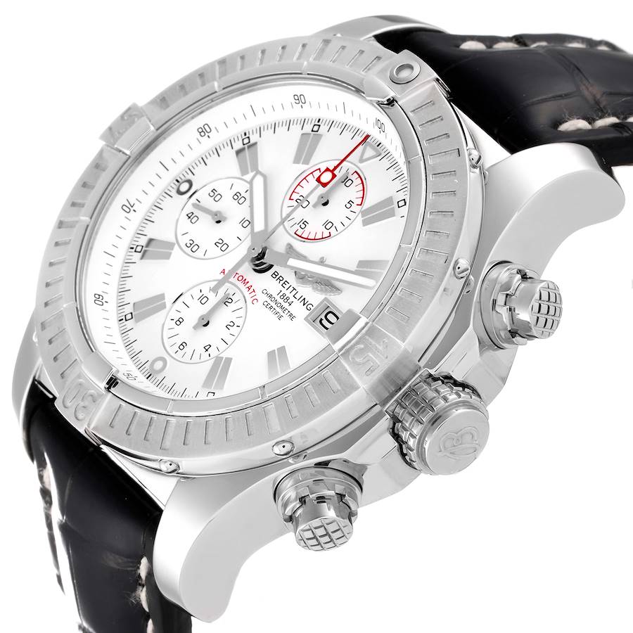 Breitling Super Avenger White Dial Chronograph Steel Mens Watch A13370