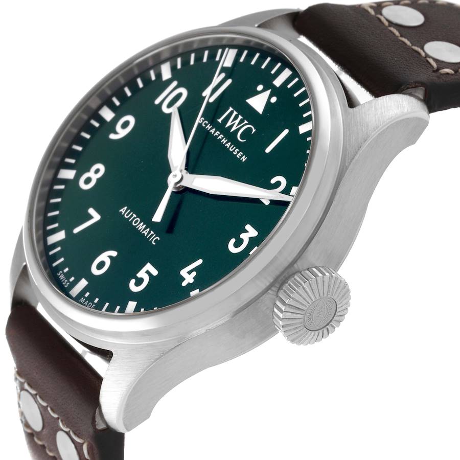 IWC Big Pilots 43mm Steel Green Dial Brown Strap Mens Watch IW329306