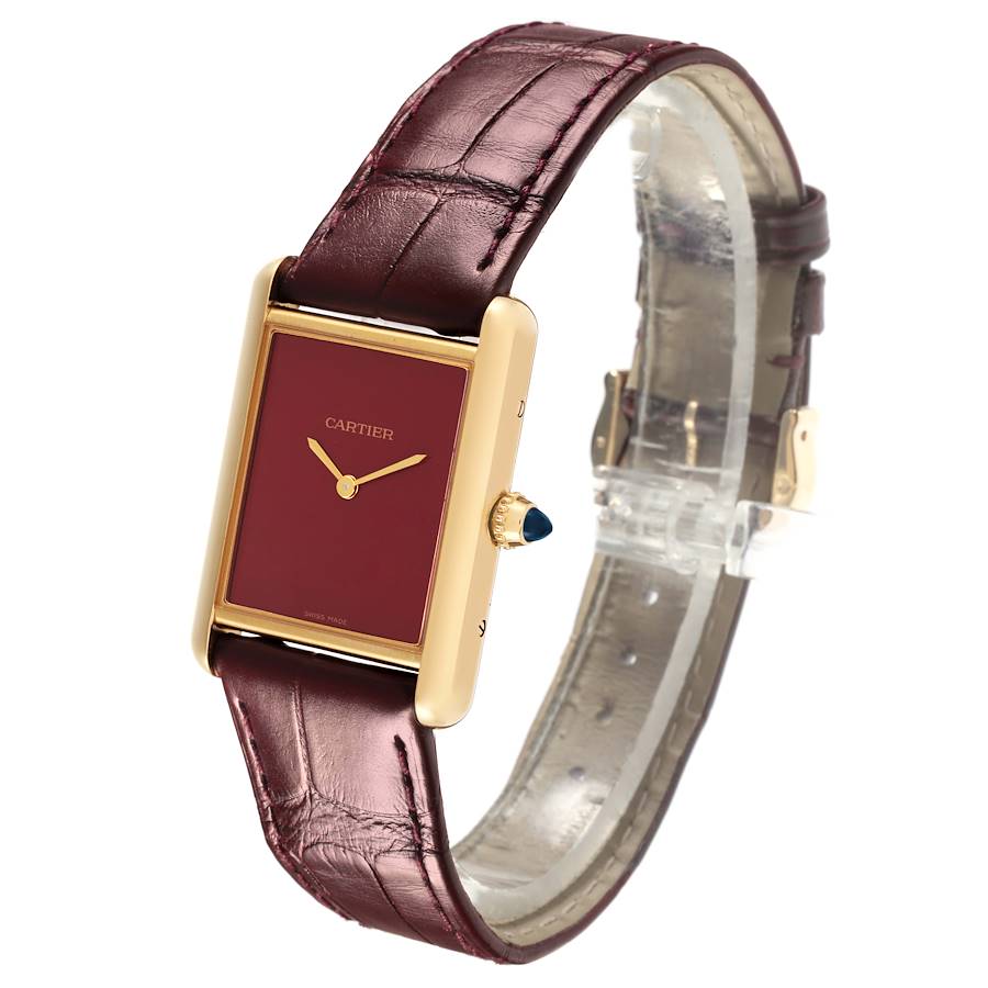 Cartier Tank Louis Large Yellow Gold Burgundy Dial Mens Watch WGTA0190