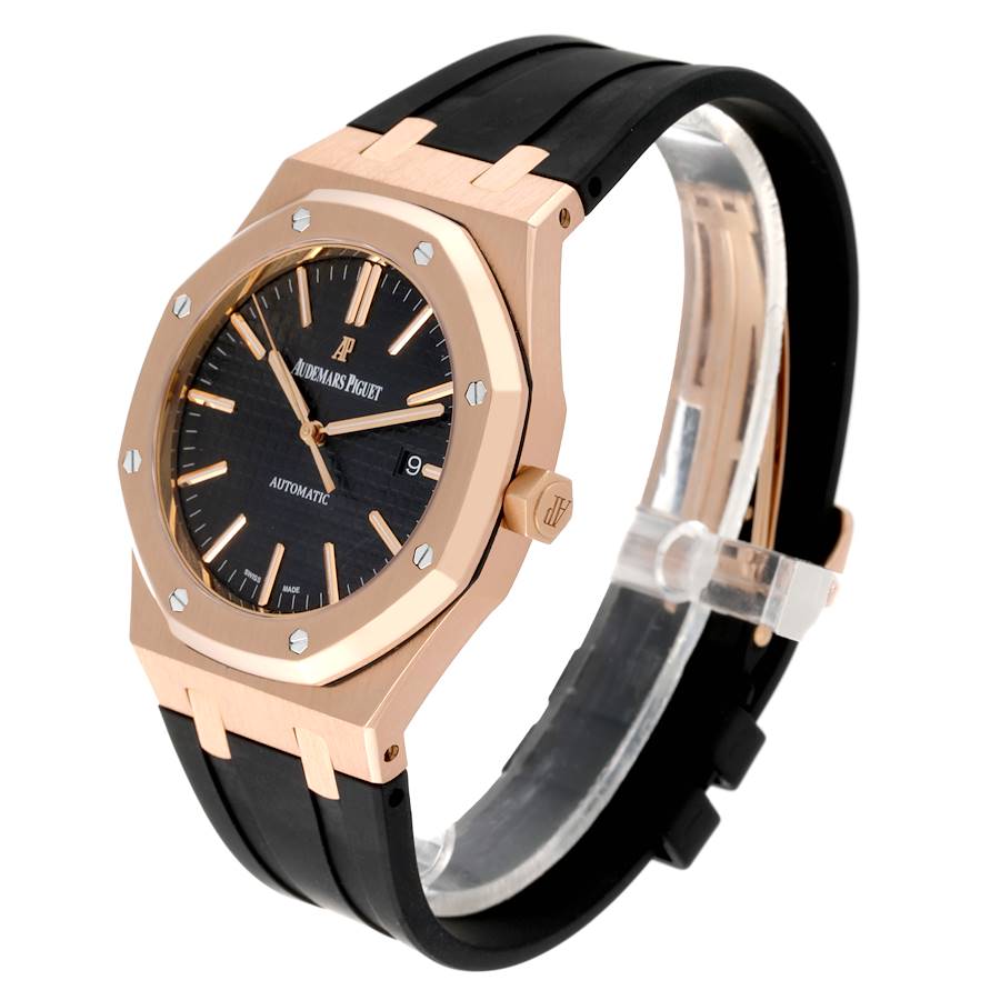 Audemars Piguet Royal Oak 41mm Rose Gold Black Dial Mens Watch 15400R