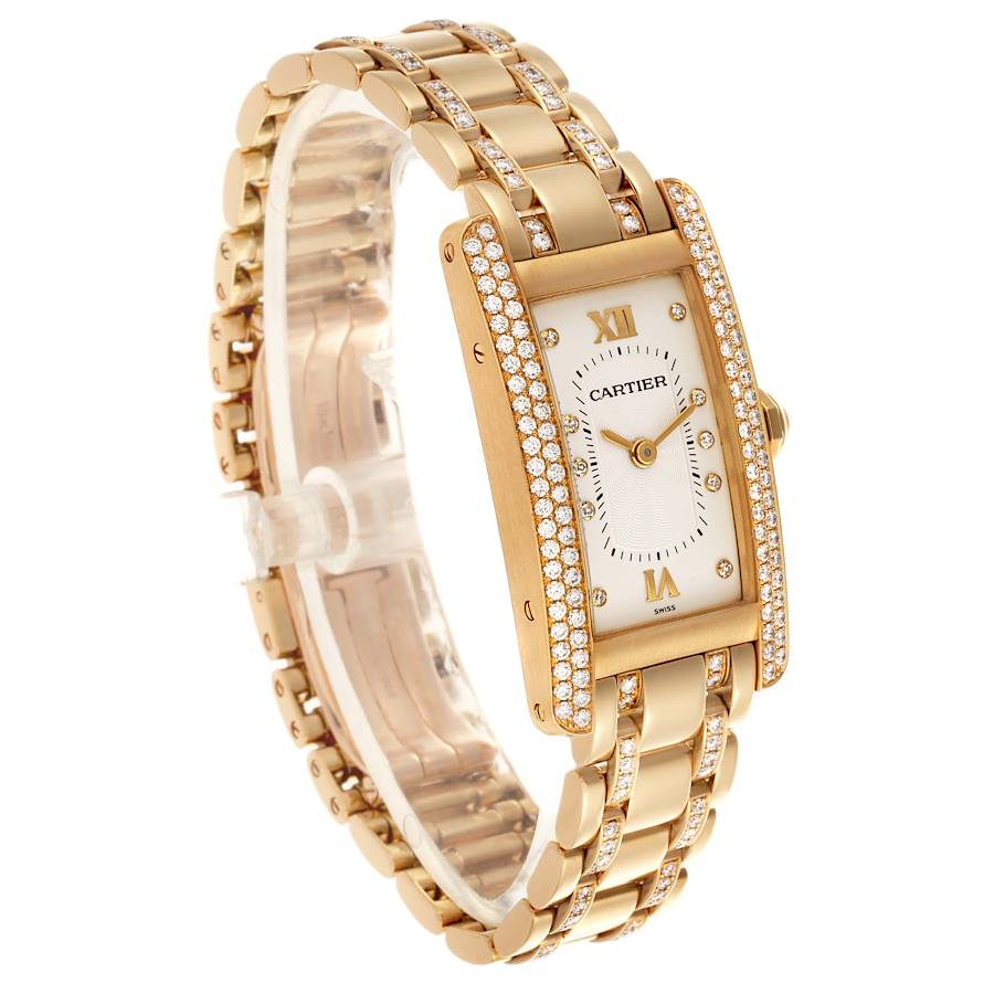 Cartier Tank Americaine Yellow Gold Diamond Ladies Watch WB7025JL