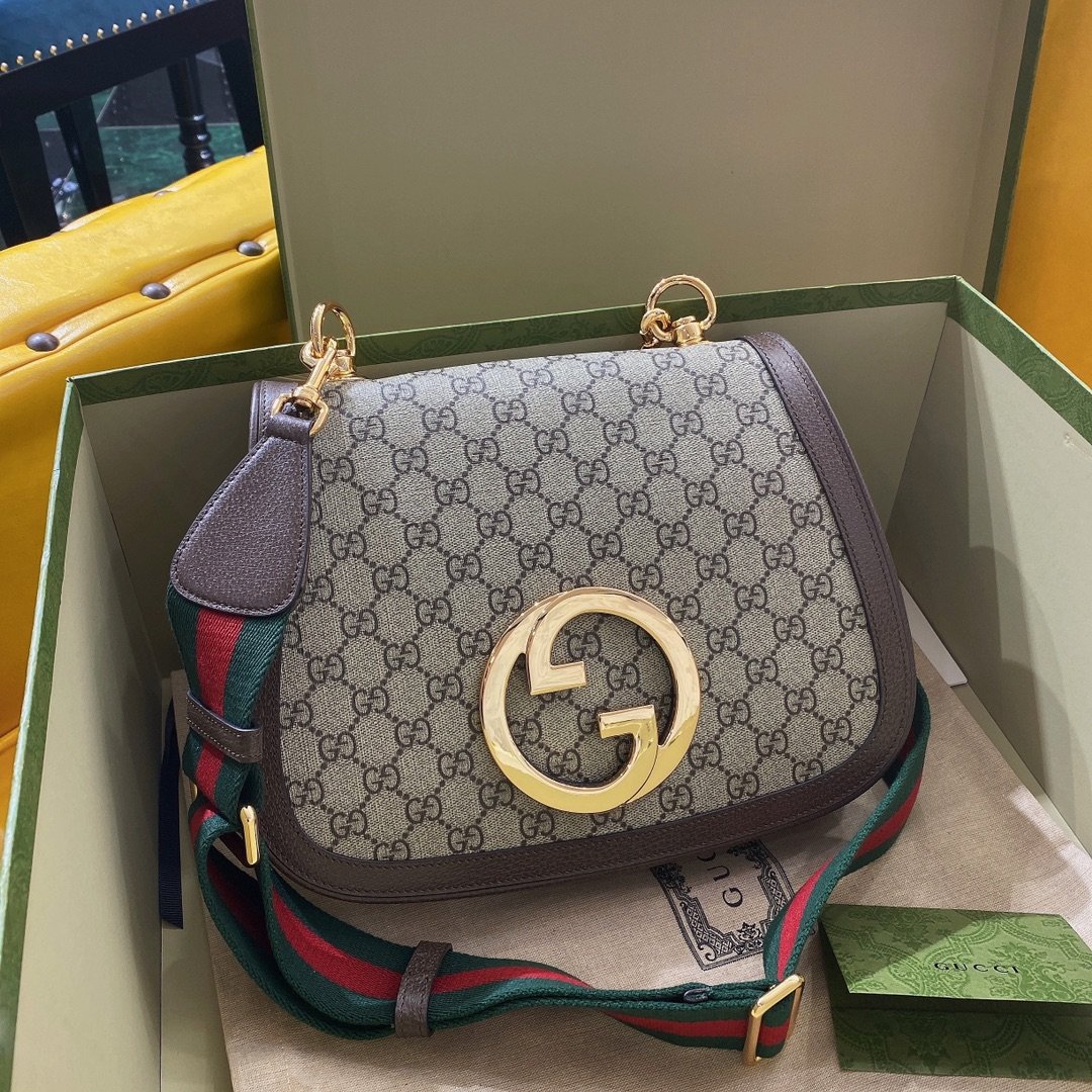 Gucci Blondie Medium GG Supreme Shoulder Bag Beige 29cm 699210 96IWG 8745