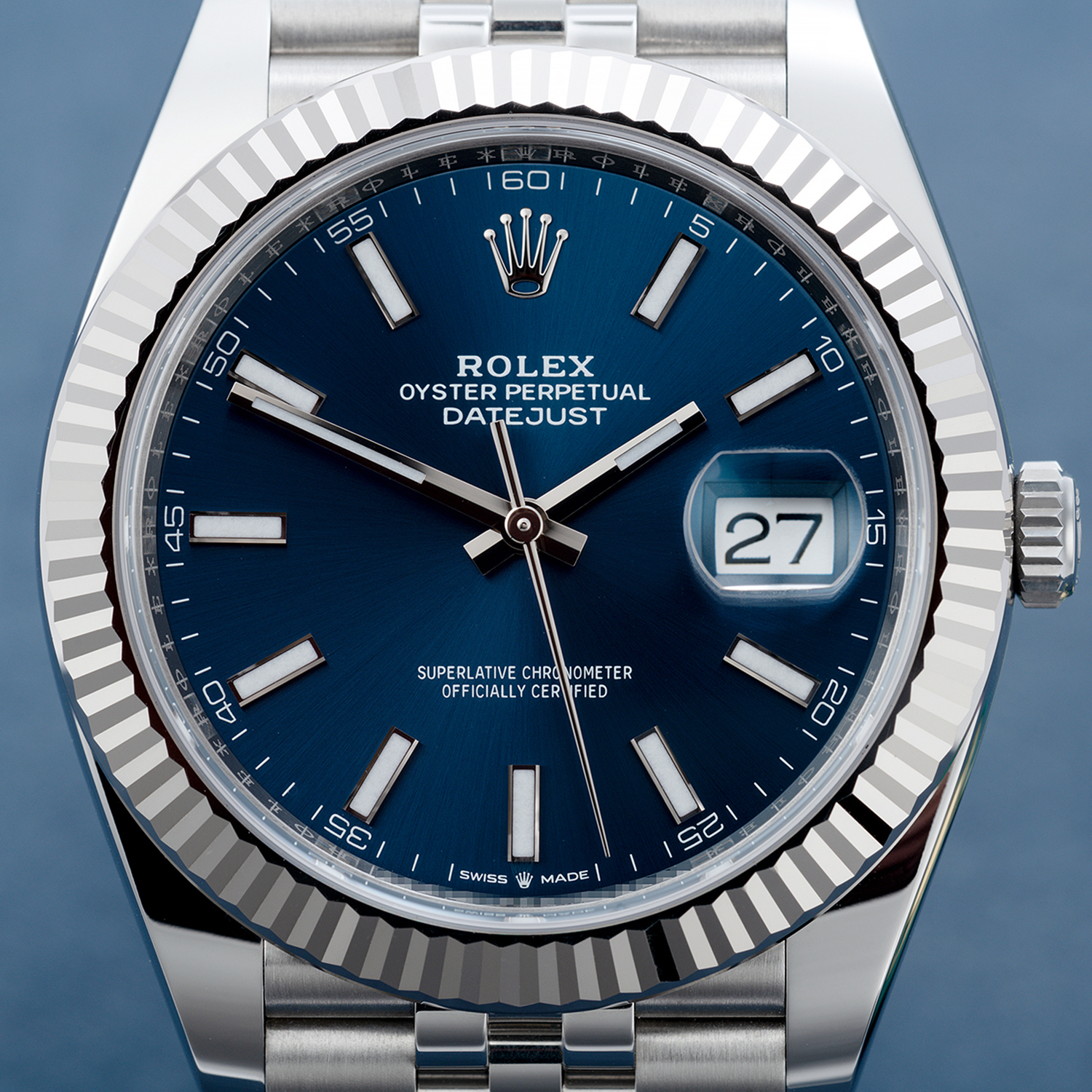 Rolex Datejust 41mm Oystersteel and white gold Bright Blue Dial 126334-0002