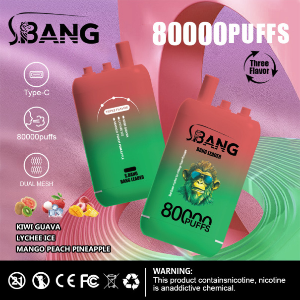 Bang Leader 80K Puffs 3-in-1 Prefilled Vape Device - 3 Flavours, Rechargeable, 850mAh