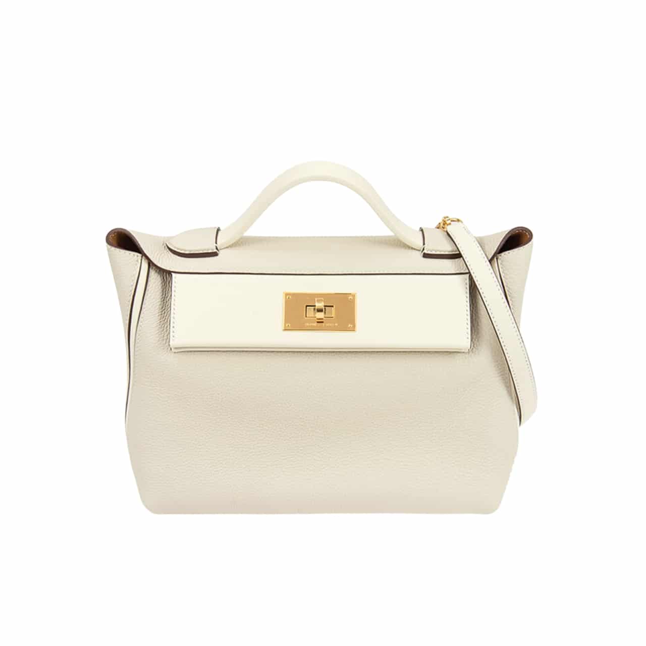 Hermès Kelly 24/24 Gold Hardware Evercolor Blanc 21Cm