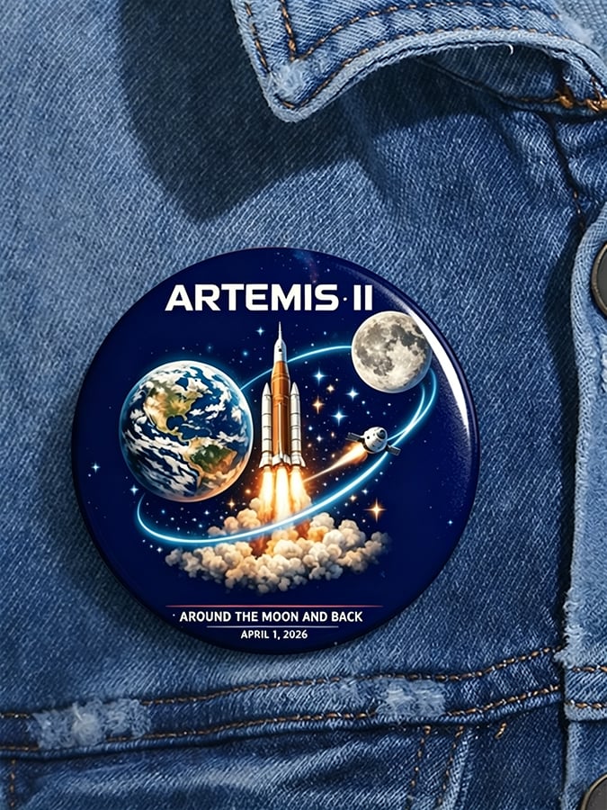 Artemis II Space Mission Pin Button