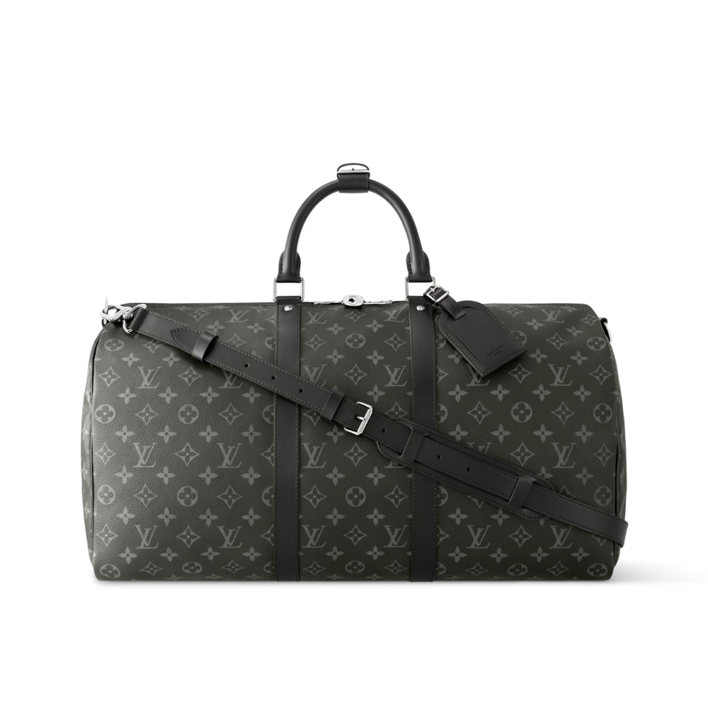 Louis Vuitton Keepall Bandoulière 50 Monogram Eclipse Boston Travel Bag Black 50cm M14202
