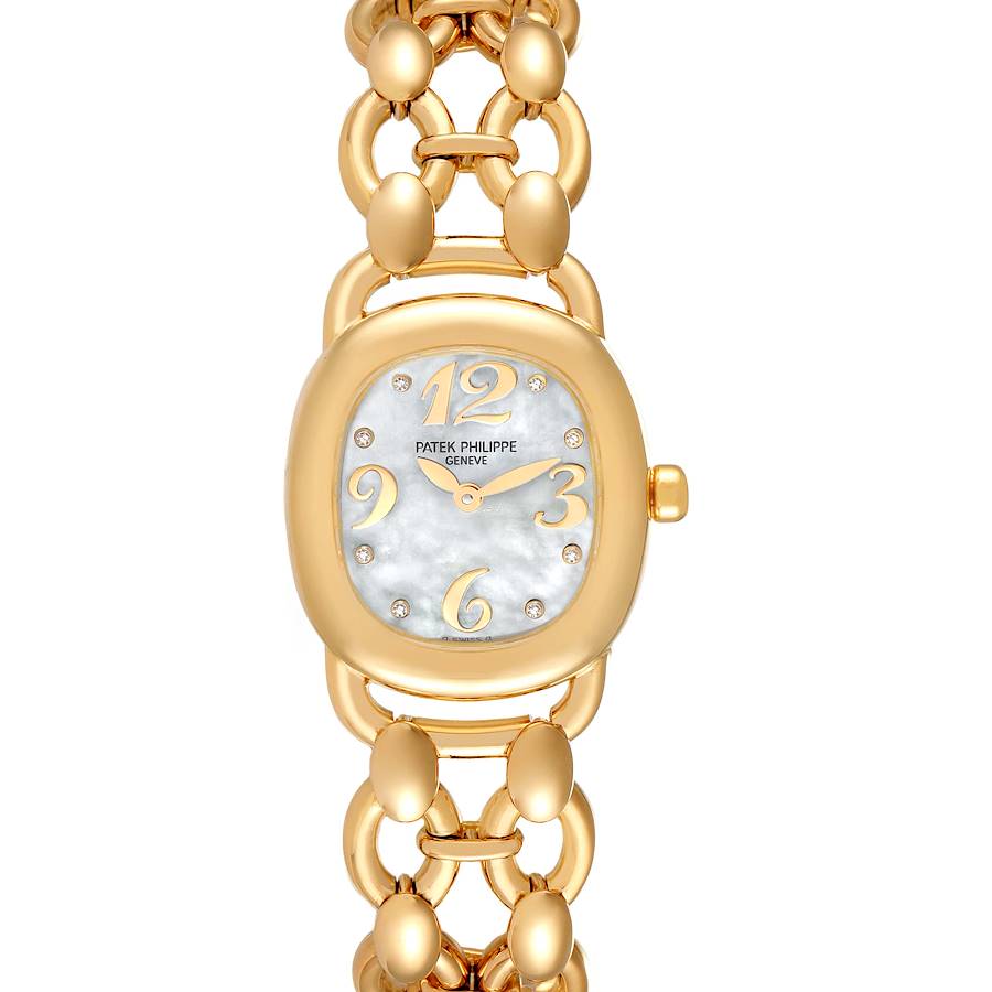 Patek Philippe Golden Ellipse Yellow Gold MOP Diamond Dial Ladies Watch 4830