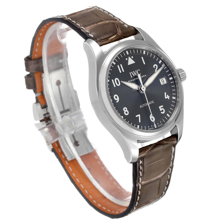 IWC Pilot Slate Dial Brown Strap Steel Unisex Watch IW324001