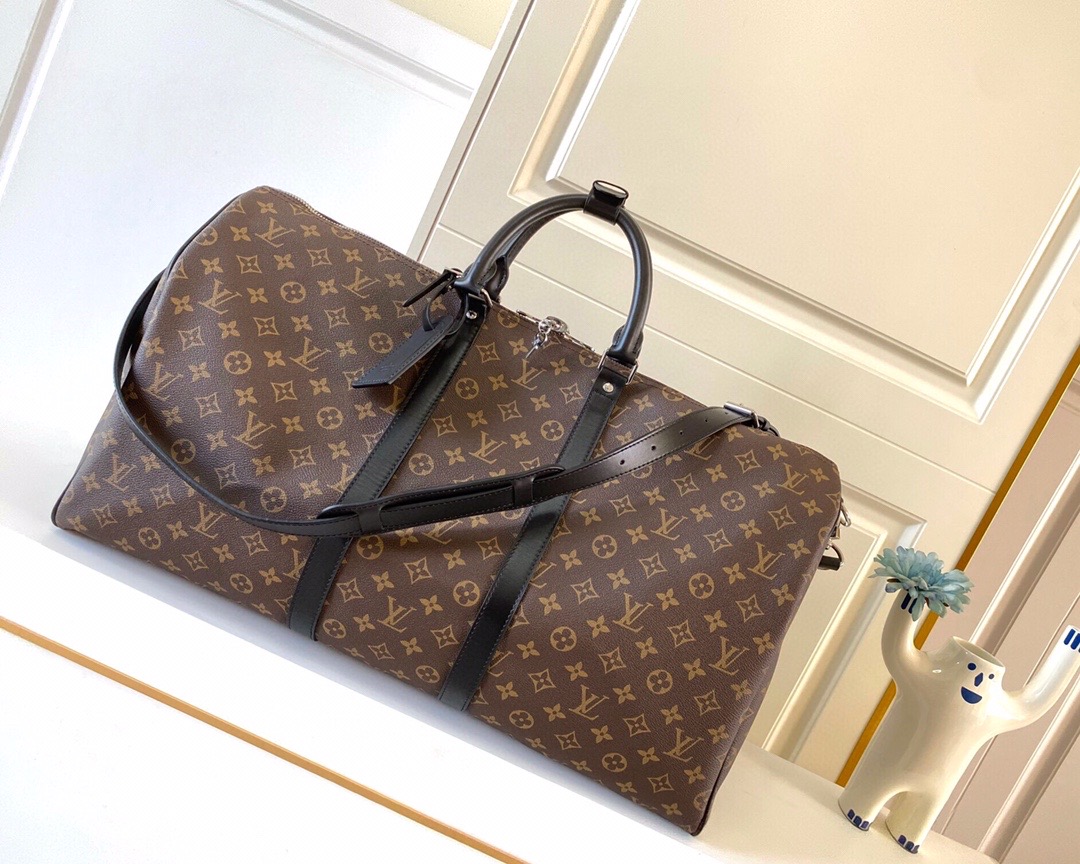 Louis Vuitton Keepall Bandoulière 55 Monogram Macassar M56714