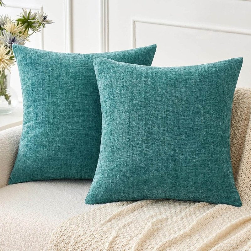 Soft Chenille Solid Dyed Pillow Covers (Pack of 2)