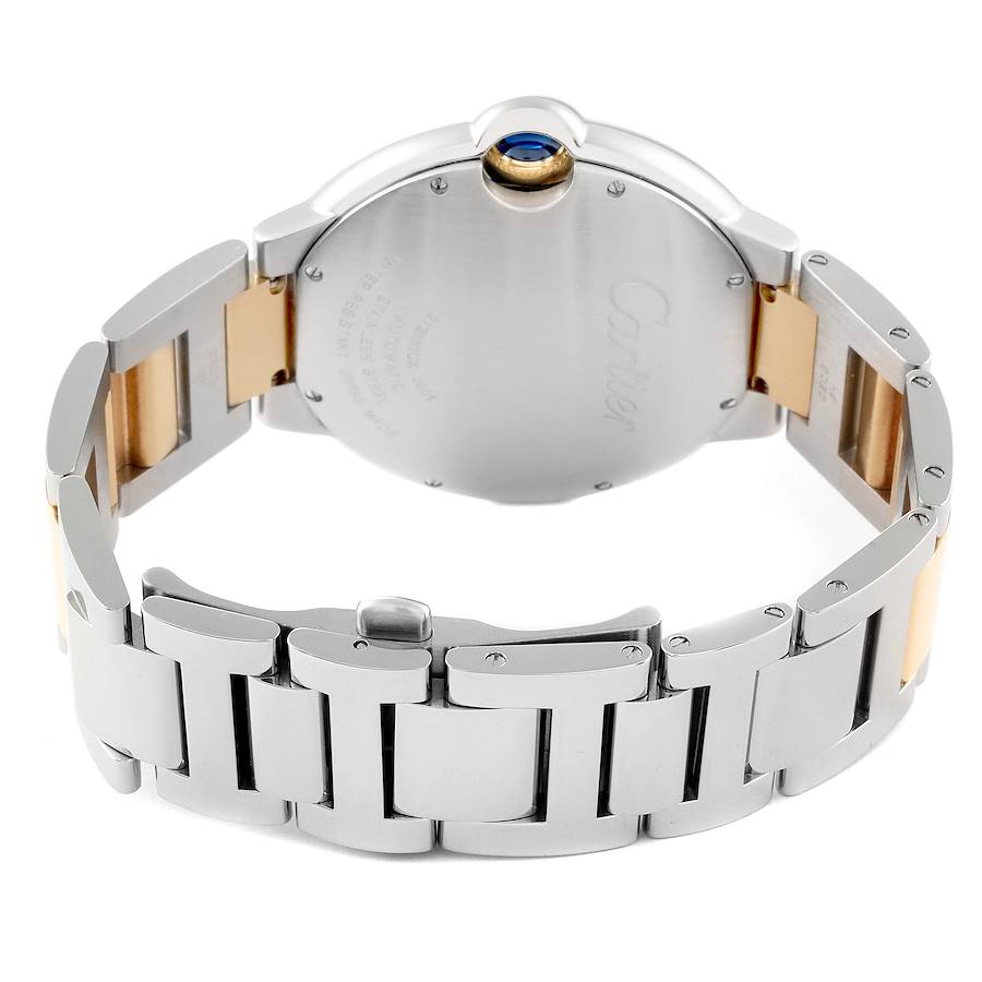 Cartier Ballon Bleu Silver Dial Steel Yellow Gold Mens Watch W69009Z3