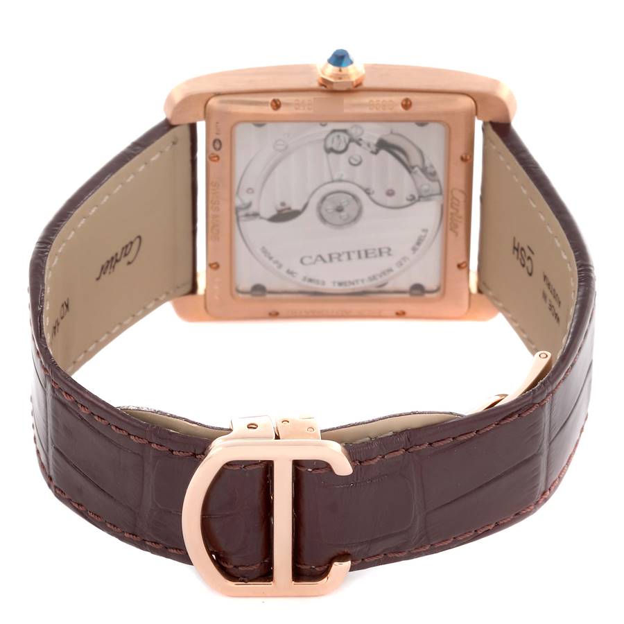 Cartier Tank MC Rose Gold Brown Dial Brown Strap Mens Watch W5330002