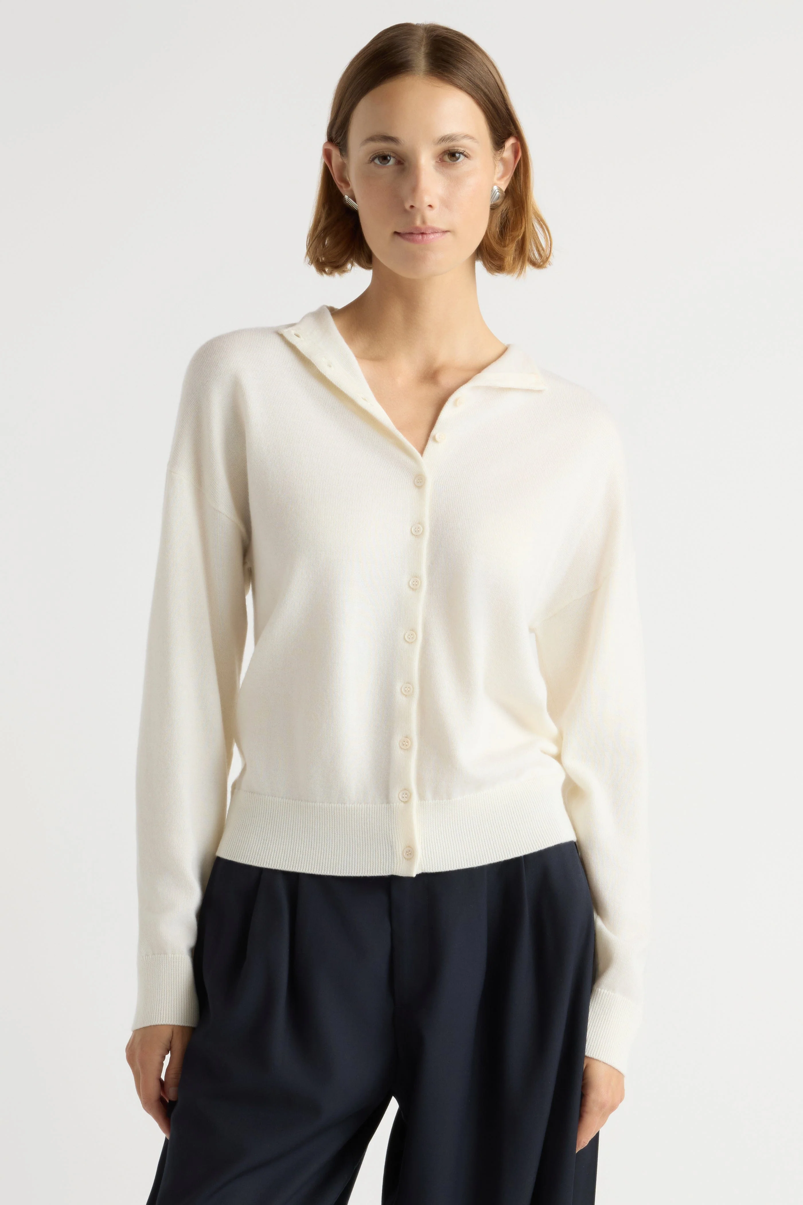 Charlee Lightweight Wool Button Cardigan