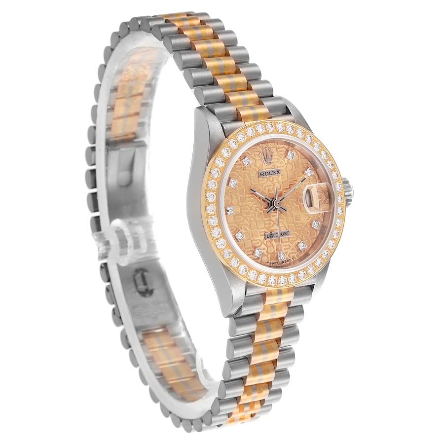 Rolex President Tridor White Yellow Rose Gold Diamond Ladies Watch 69139
