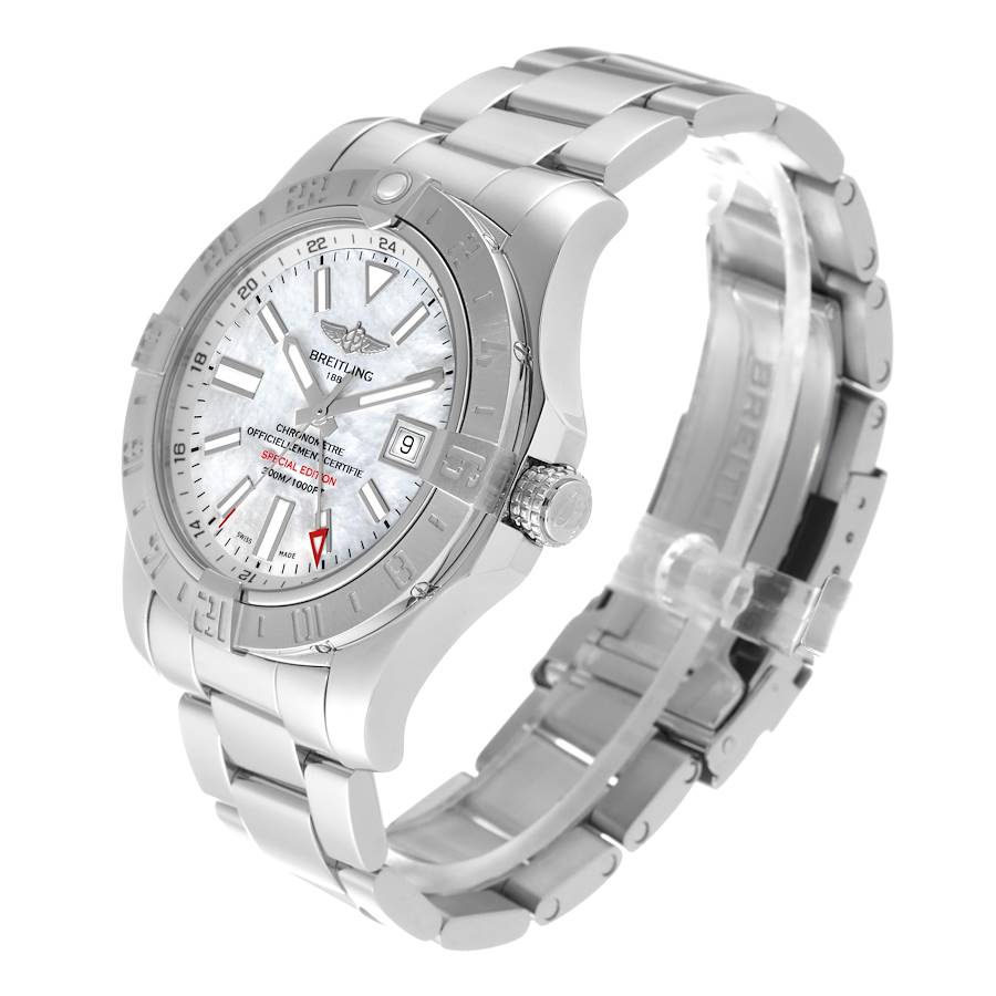 Breitling Aeromarine Avenger II GMT Mother of Pearl Dial Steel Mens Watch A32390