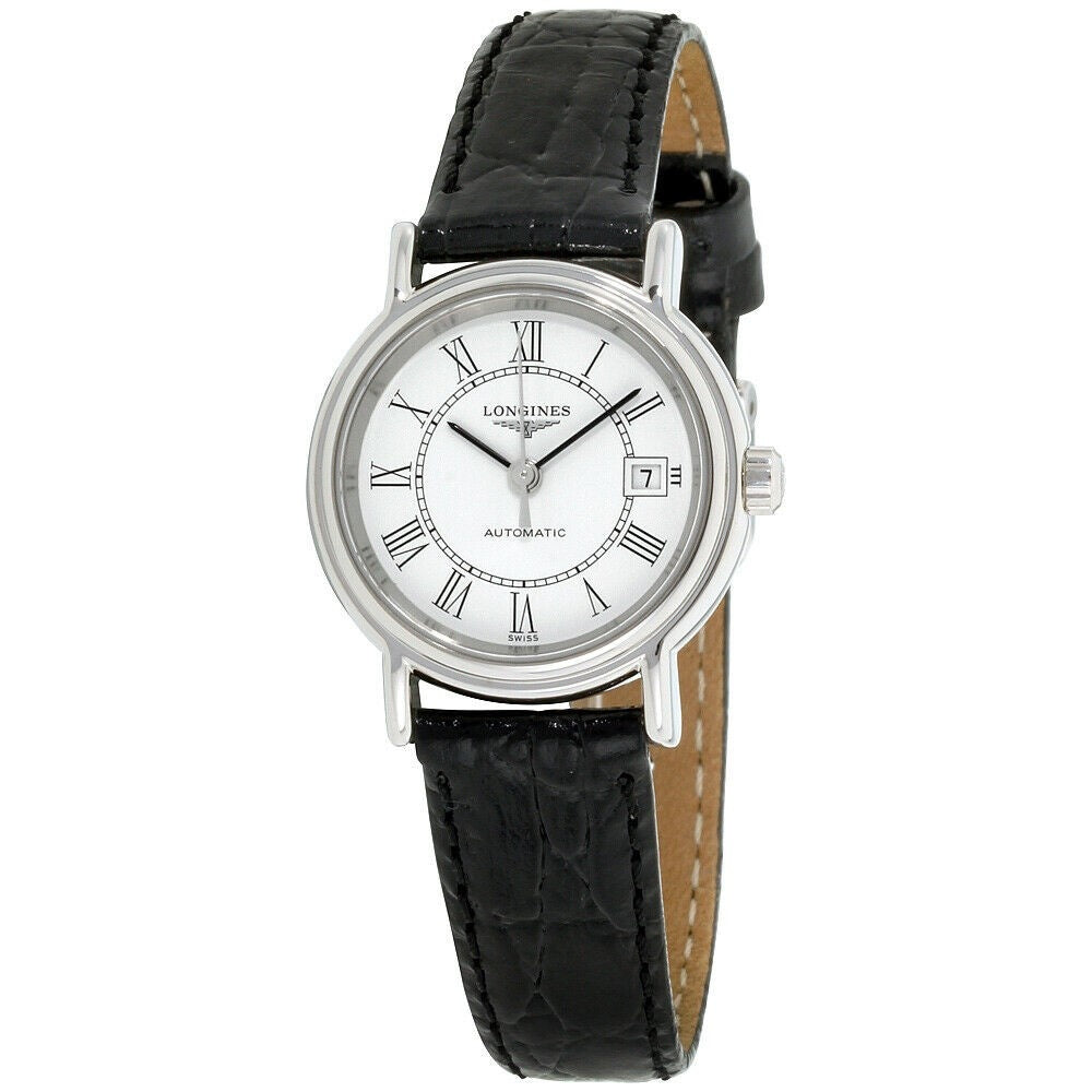 Longines Women's L4.321.4.11.2Presence Black Leather Watch