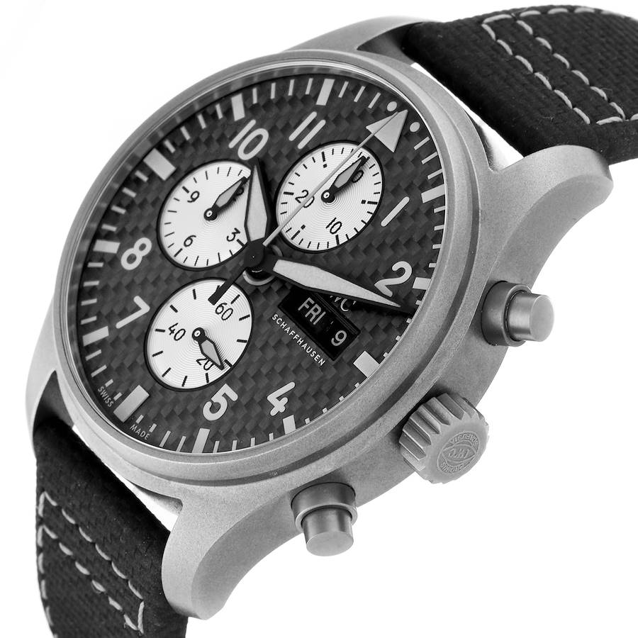IWC Pilot AMG Chronograph Carbon Dial Titanium Men's Watch IW377903
