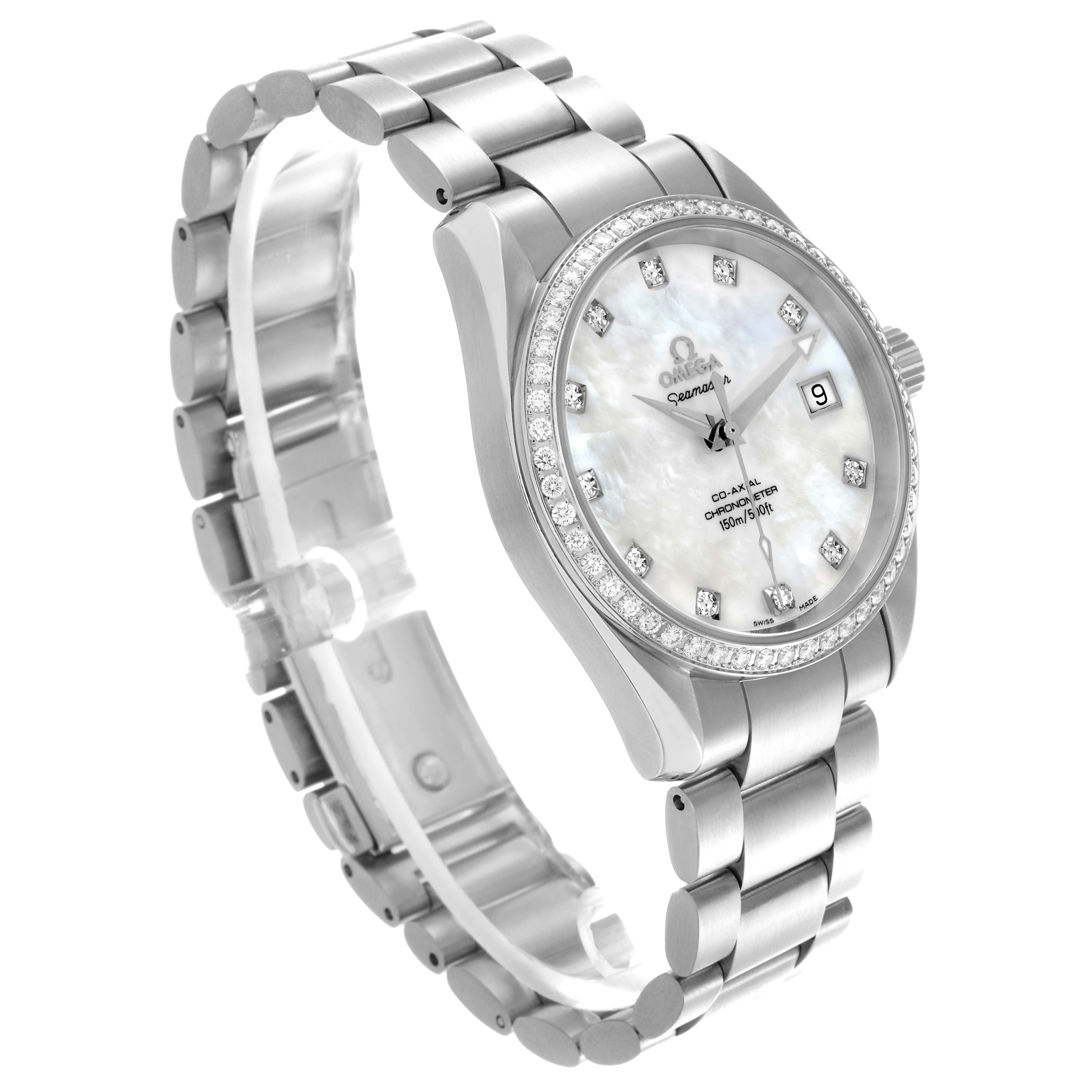 Omega Aqua Terra Steel Mother Of Pearl Diamond Ladies Watch 36.0 MM 2509.75.00