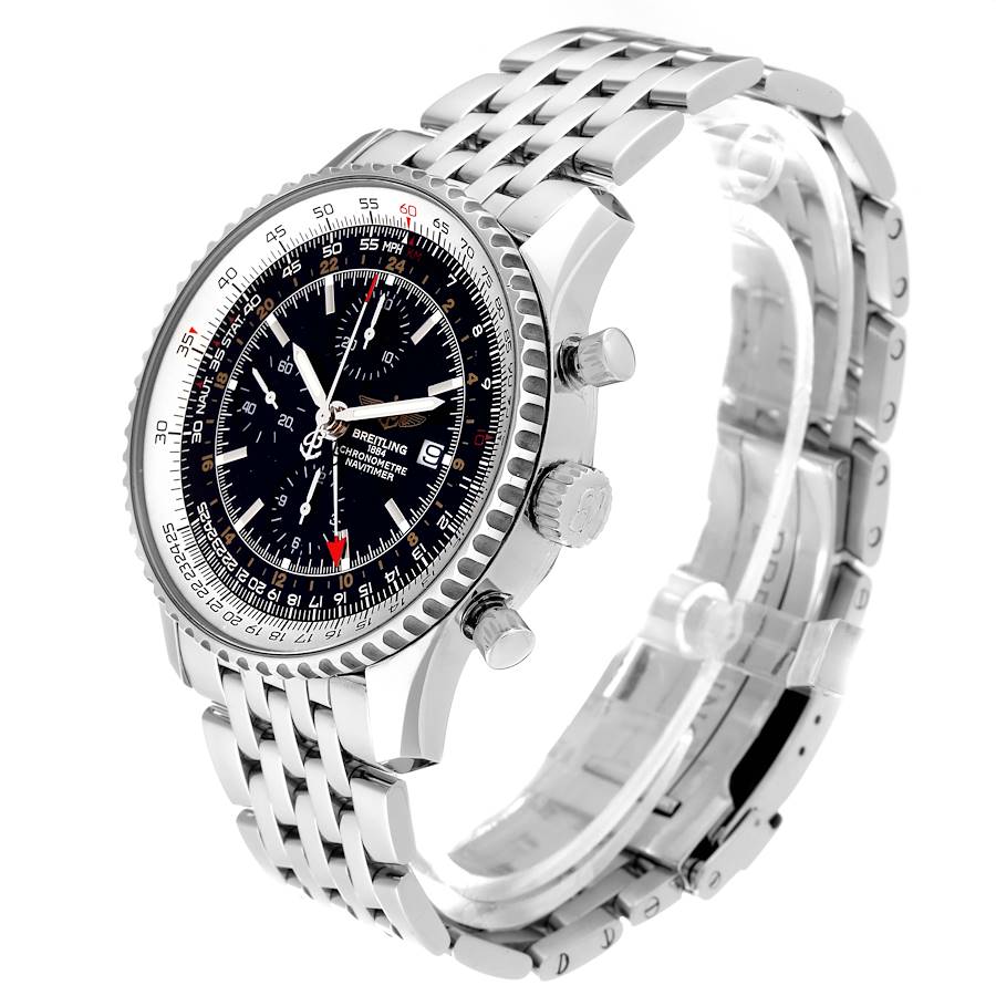 Breitling Navitimer World Black Dial Steel Mens Watch A24322