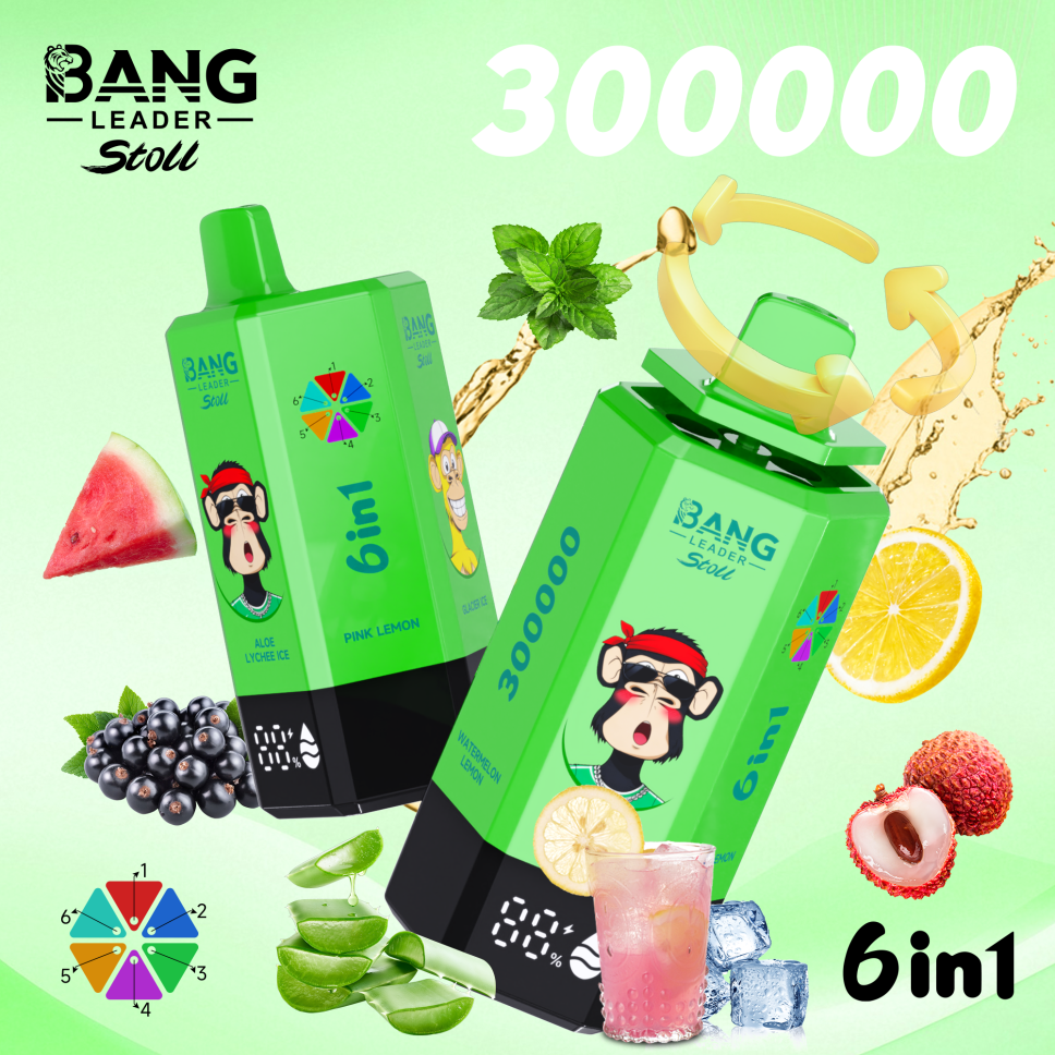 Bang Leader Stoll 300K Puffs 6-in-1 Prefilled Vape Device - 6 Flavours, Rechargeable, 650mAh
