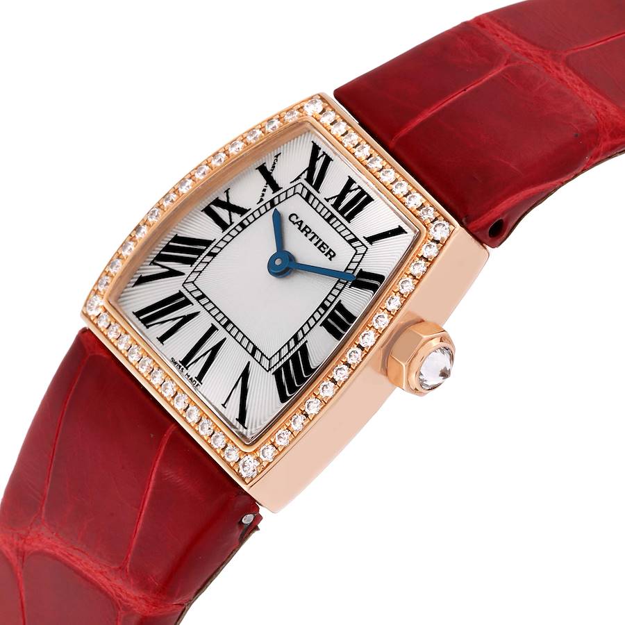 Cartier La Dona Rose Gold Diamond Red Strap Ladies Watch WE600651