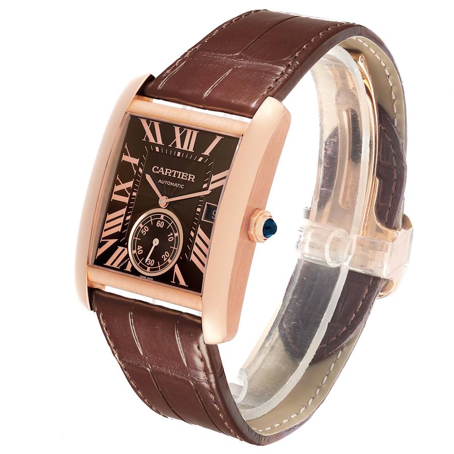Cartier Tank MC Rose Gold Brown Dial Brown Strap Mens Watch W5330002