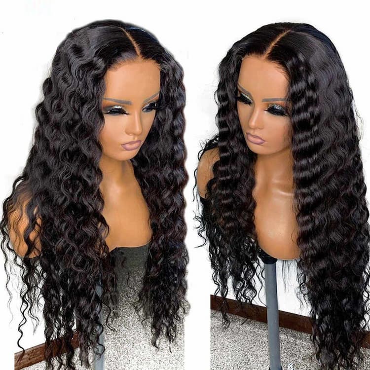 $200 - $100 | 5x6 Lace Closure Wigs Deep Wave Human Hair For Women Black