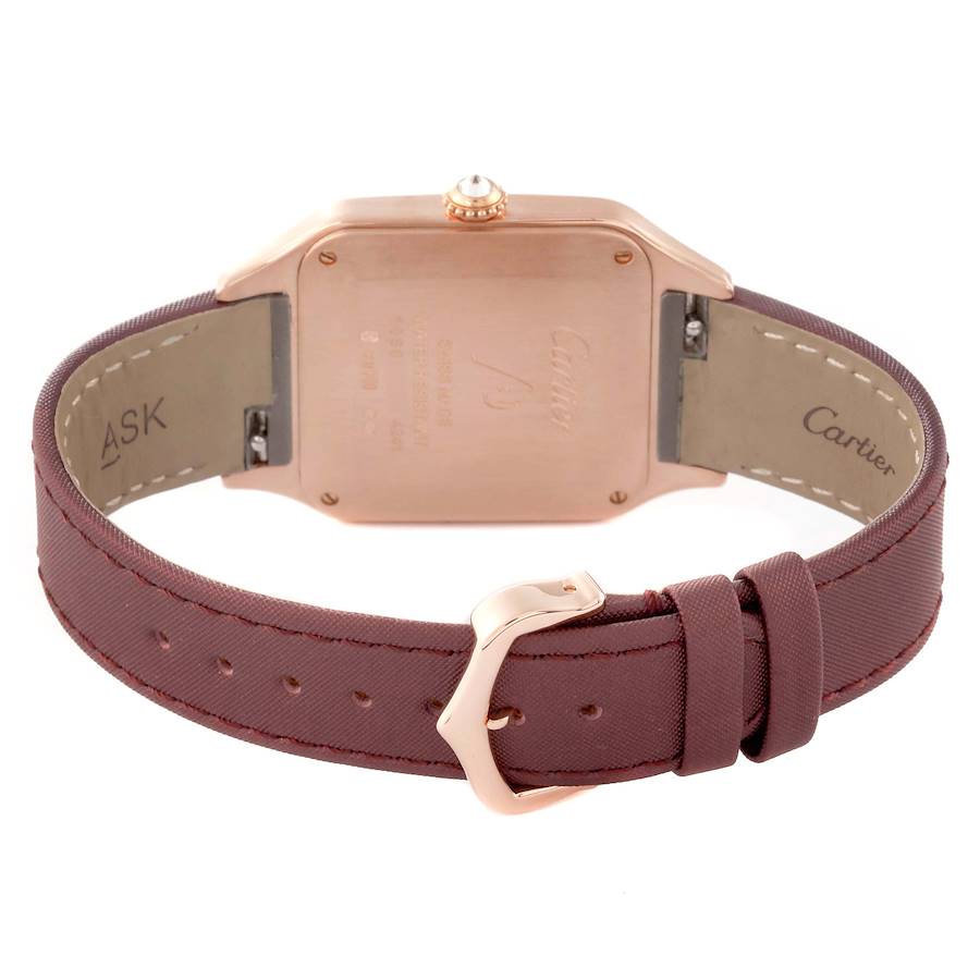 Cartier Santos Dumont Rose Gold Silver Dial Diamond Mens Watch WJSA0018