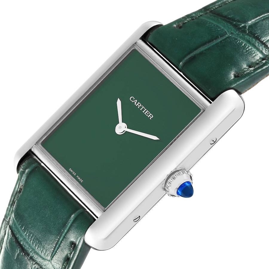 Cartier Tank Must Large Steel Green Dial Ladies Watch WSTA0056 Card