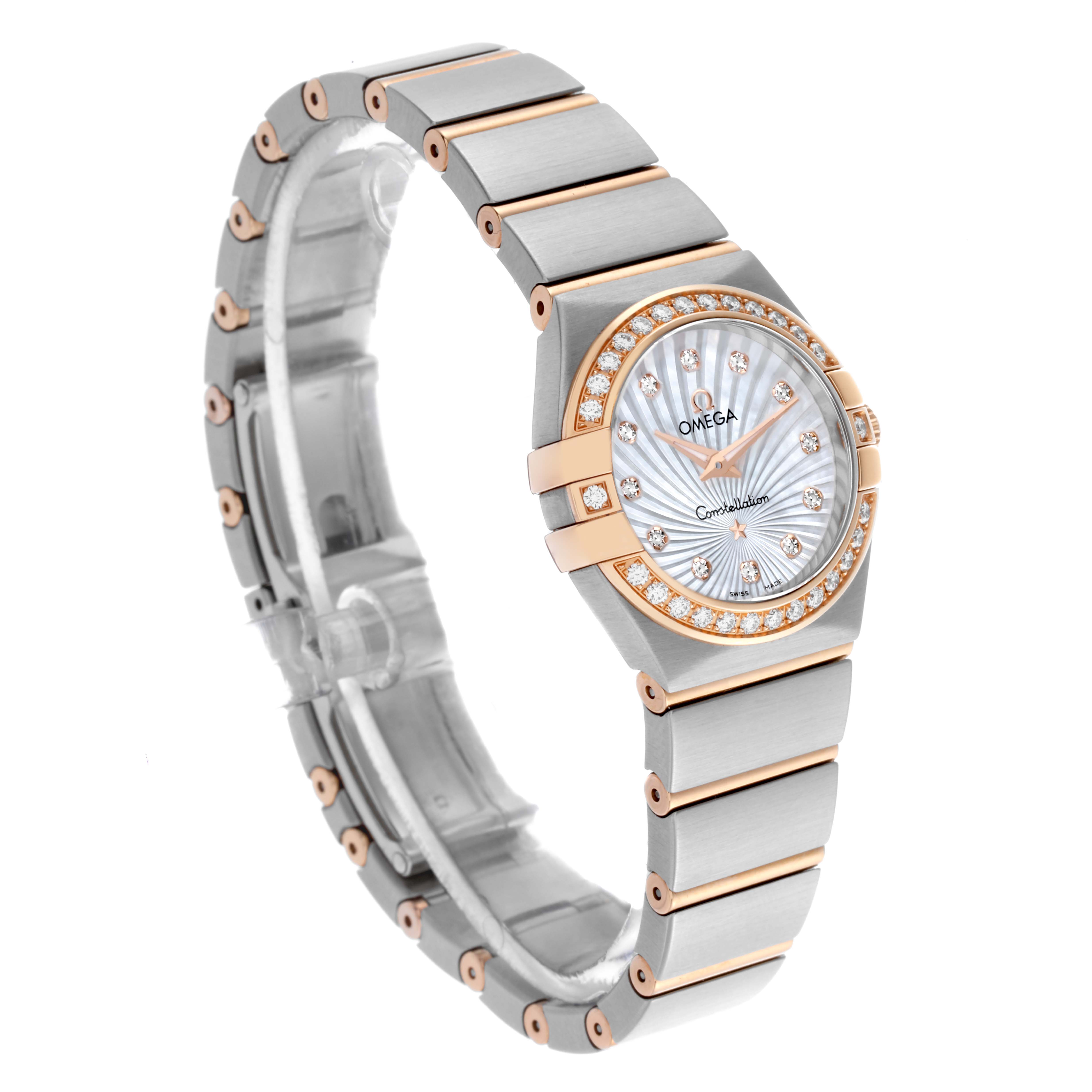 Omega Constellation Steel Rose Gold Diamond Watch 24.0 MM 123.25.24.60.55.002
