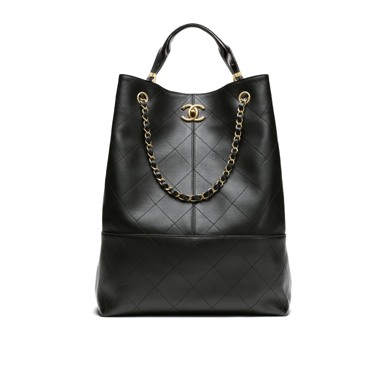 Chanel Shopping Bag Gold Tone Metal Black 33Cm AS5635 B20829 94305