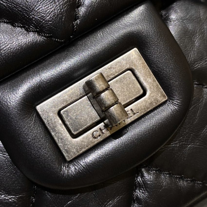 CHANEL 2.55 Bag Black Silver