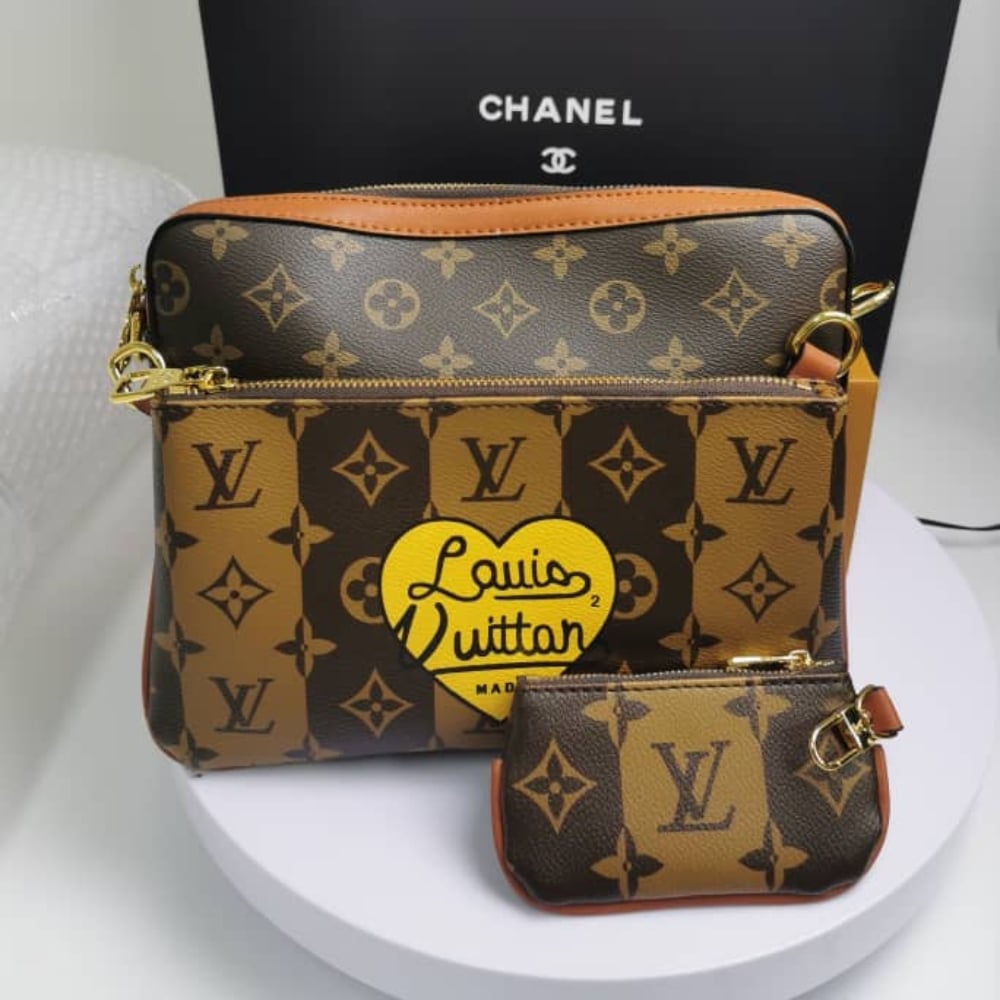 Louis Vuitton Trio Messenger Bag Monogram Stripes Brown 25cm M45965