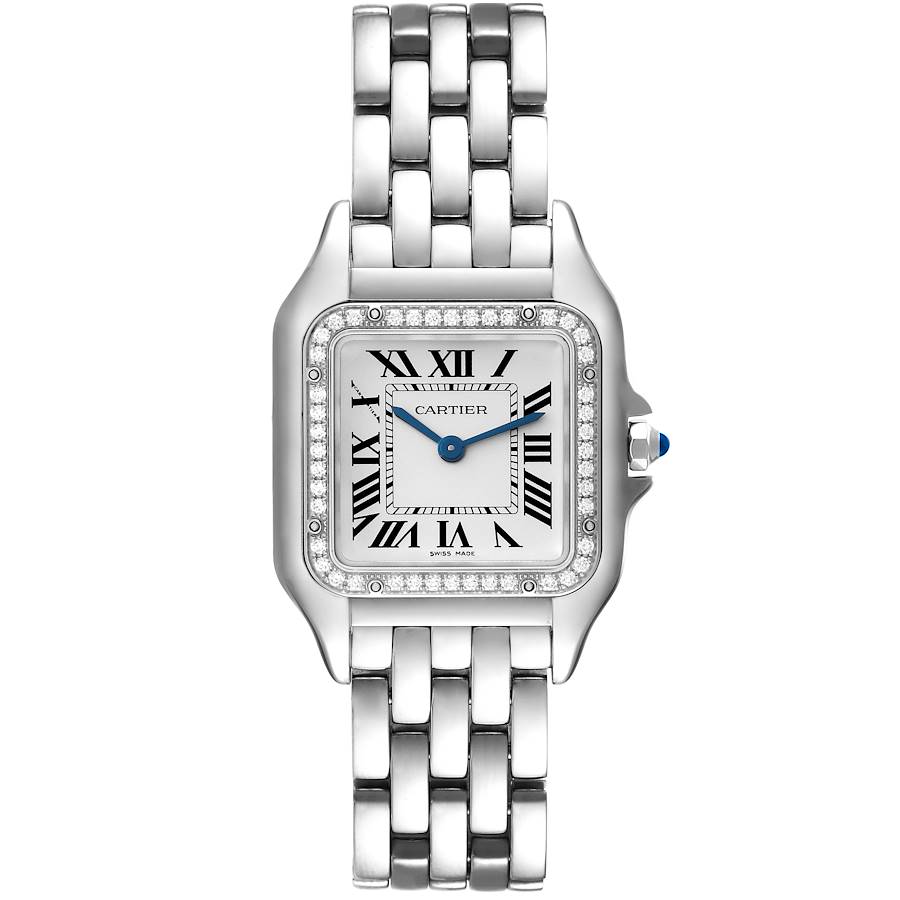 Cartier Panthere Medium Steel Diamond Bezel Ladies Watch W4PN0008