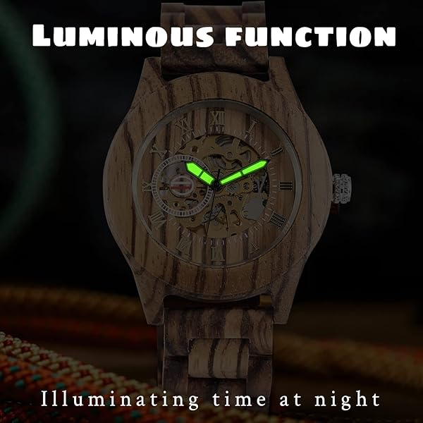No Battery Fashion Mechanical Wooden Watch for Men, Mechanical Movement Wooden Strap Men's Watch for Father's Day, Birthday M804