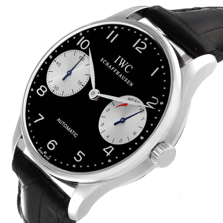 IWC Portuguese 7 Day Black Dial Limited Edition Steel Mens Watch IW500001
